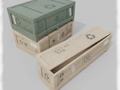 Customizable Wooden Crate Duo - Flat and Narrow 3D model