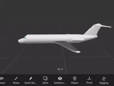 Dc 9 low poly Low-poly 3D model