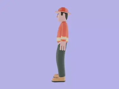 Stylized 3D Firefighter Character OK Gesture - Cartoon Fireman 3D model
