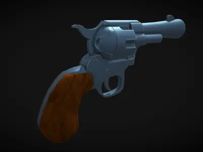 Stylized Revolver Low-poly 3D model