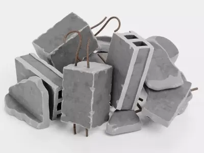 Pile of Debris V2 - Concrete Rubble Cluster 3D model