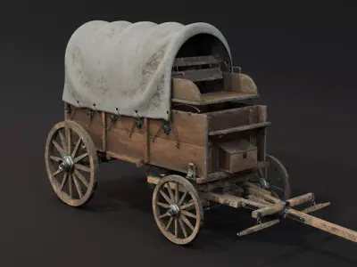 Old Wagon Low-poly 3D model get