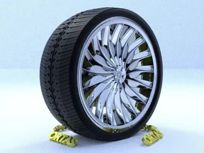 ORTAS CAR RIM 7 GAME READY RIM TIRE AND DISC 3D model