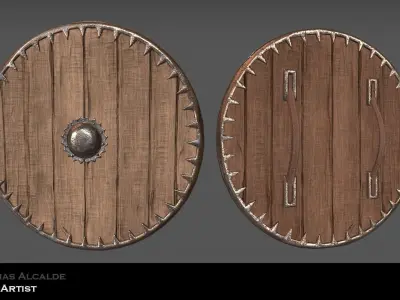 Viking shield Low-poly 3D model 14