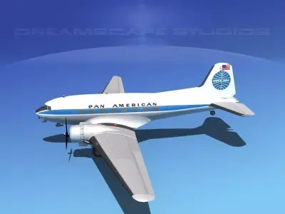 Douglas DC-3 Pan Am 3D model