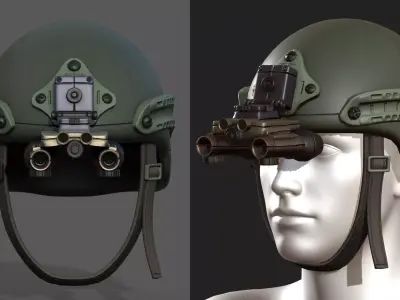 Helmet military combat soldier armor  Low-poly 3D model 2
