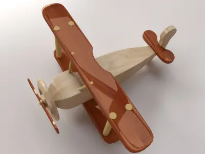 Wooden Airplane 3D model buy