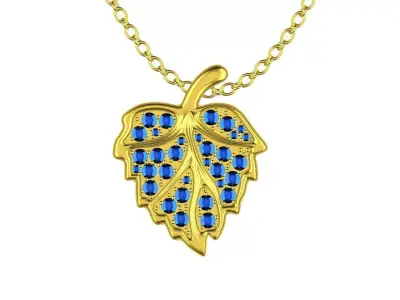 Leaf Diamond Gold Pendant Design 3D print model
