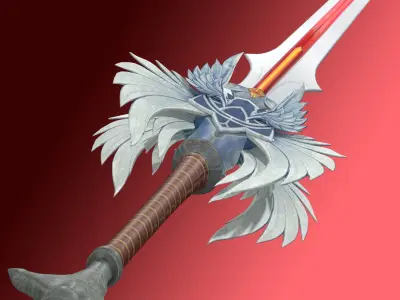 Angel Elven Stylized Sword Low-poly 3D model