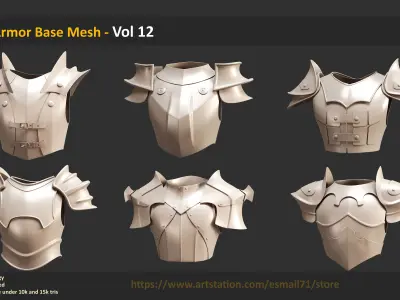 30 Armor Base Mesh - Vol 12 Low-poly 3D model