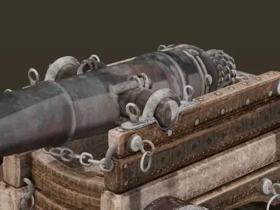 Old cannon 2   Low-poly 3D model