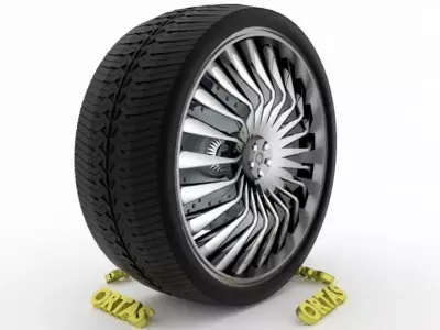 ORTAS CAR WHEEL RIM 76 GAME READY WHEEL RIM TIRE 3D model