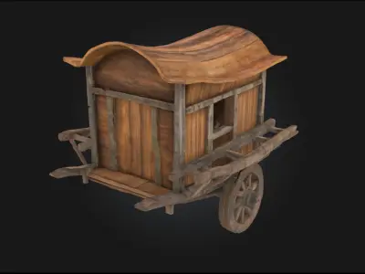 Wooden Wagon Cart  Classic Hauler of the Old World 3D model