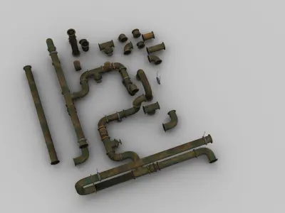 Pipe Set Lowpoly Low-poly 3D model