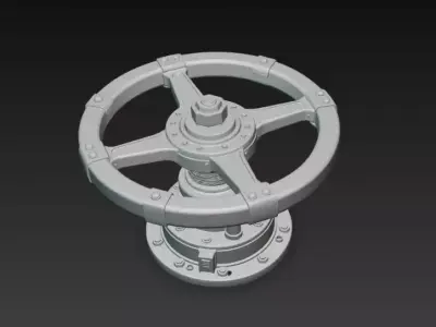 Industrial Sci-Fi Valve Wheel Control - PBR Low Poly Game Ready Low-poly 3D model