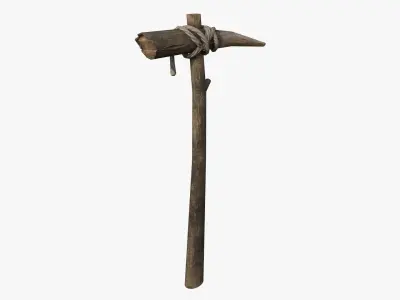 Wooden Pickaxe Low-poly 3D model