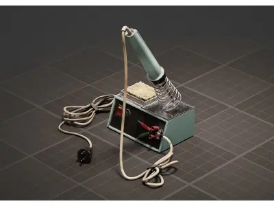 Retro Soldering Iron with Stand 3D model