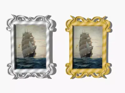 Fancy Picture Frame With Ship 3D model