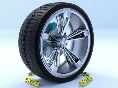 ORTAS CAR RIM 24 GAME READY RIM TIRE AND DISC 3D model