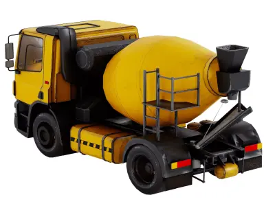 Cement Mixer Construction Vehicle 3D model Low-poly 3D model