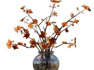 ORANGE BOUQUET in a Glass Vase Free 3D model