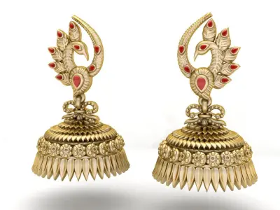  Peacock Antique Traditional Earing  3D print model