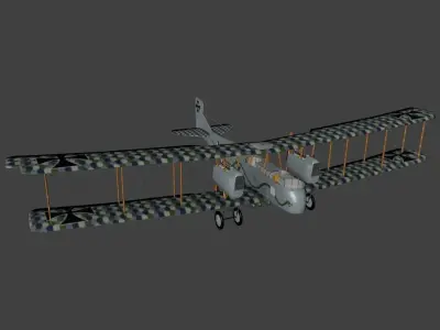 Gotha G V luftwaffe biplane Low-poly 3D model