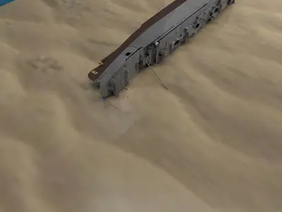 Shipwerck sinking ship in desert Low-poly 3D model