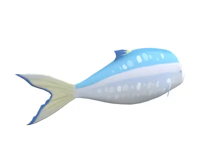 Gold stripe Sardinella Fish Cartoon Animated Low-poly 3D model
