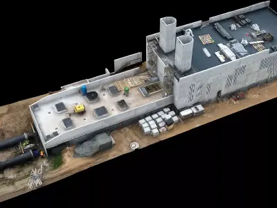 building tech facility terrain drone scan 3D model