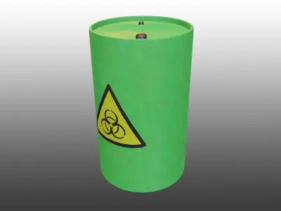 Biohazard Waste Barrel Low-poly 3D model