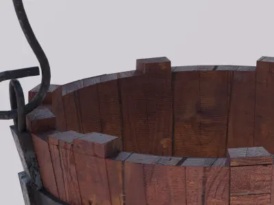 Wooden Bucket rusted Low-poly 3D model