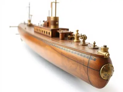 Antique Brass Submarine model pack Low-poly 3D model