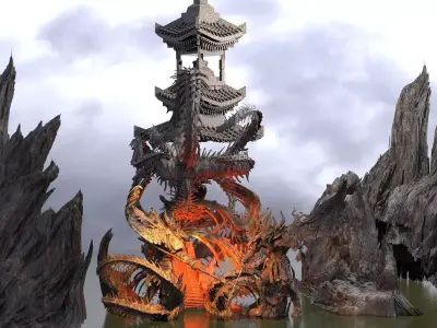 Ancient Jorogumo mountain 3 3D model