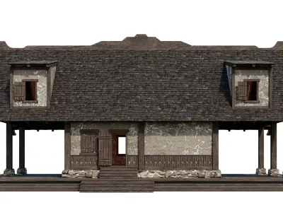 Old Medieval House Building 4K Textures GameReady 96 Low-poly 3D model