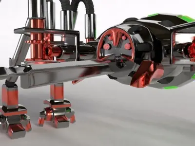 Robot Tank Spider Free low-poly 3D model