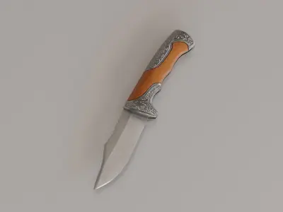 Floral Pocket Knife Low-poly 3D model