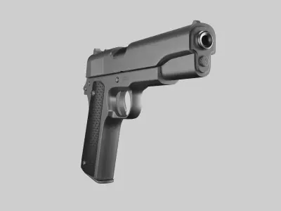 Colt M1911 Pistol Silver Low-poly 3D model