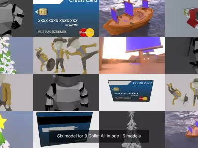 Six model for 3 Dollar All in one 3D Model Pack
