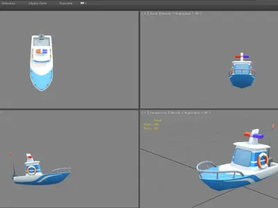 Cartoon coast guard ship Low-poly 3D model