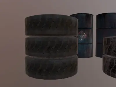 Barrels and treys kit  Low-poly 3D model