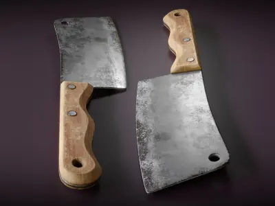 Old Meat Cleaver Low-poly 3D model