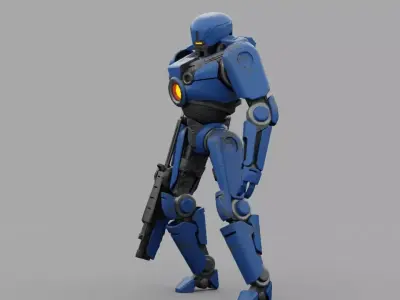 Cyborg cop rigged character Free low-poly 3D model purchase