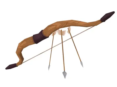 Wooden Bow and Arrow - Hand Painted 3D model
