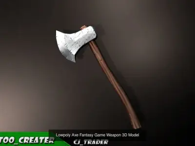 Fantasy Axe Collection Pack Low-Poly 3D Model