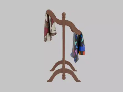 Antique Quilt Stand with Quilts 3D model