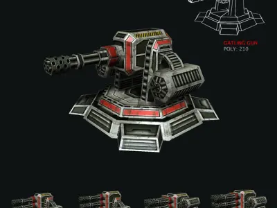 Modular Multilevel Turrets Mechs Robots Low-poly 3D model
