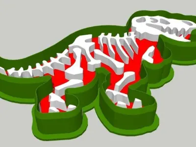 Dinosaur with bones Cookie Cutter 3D print model