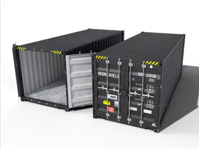 20ft Cargo Container Black Low-poly 3D model