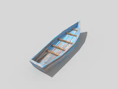 low poly beach boat Low-poly 3D model
